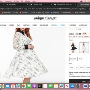 Unique Vintage Black and White Polka Dot Dress NWT